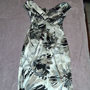 Maggy London  Floral Dress - Black and Gray